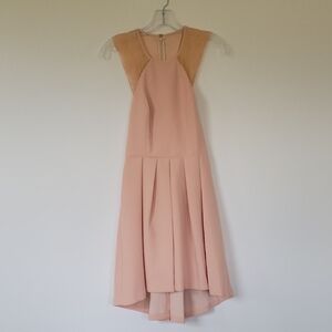 BCBGeneration Womens 4 Peach "Blush" Cocktail Dress W Back Cutouts + Lace Detail